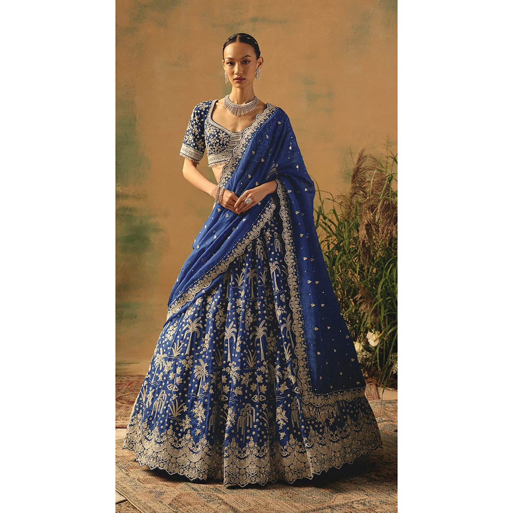 Basanti Kapde aur Koffee The Electric Peony Lehenga And Stitched Blouse With Dupatta