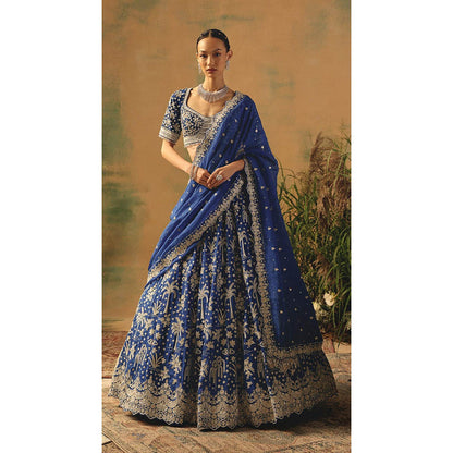 Basanti Kapde aur Koffee The Electric Peony Lehenga And Stitched Blouse With Dupatta