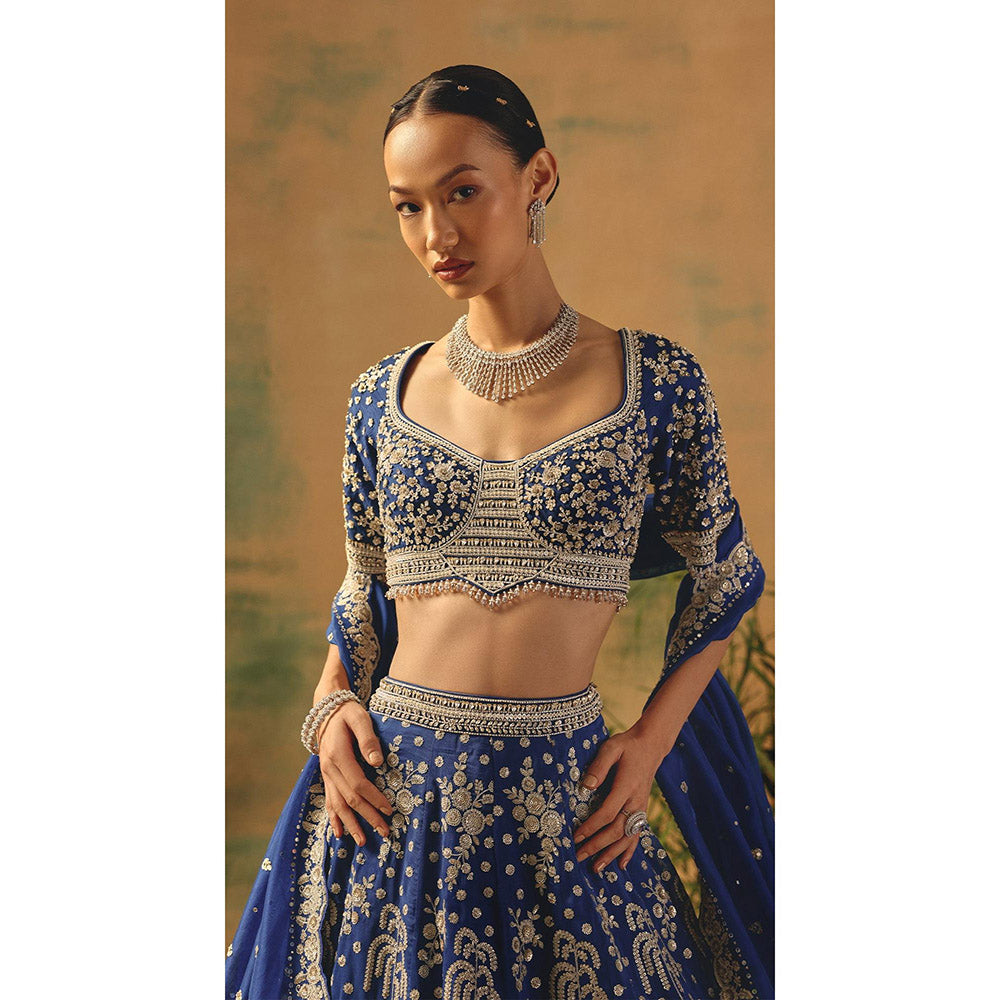 Basanti Kapde aur Koffee The Electric Peony Lehenga And Stitched Blouse With Dupatta