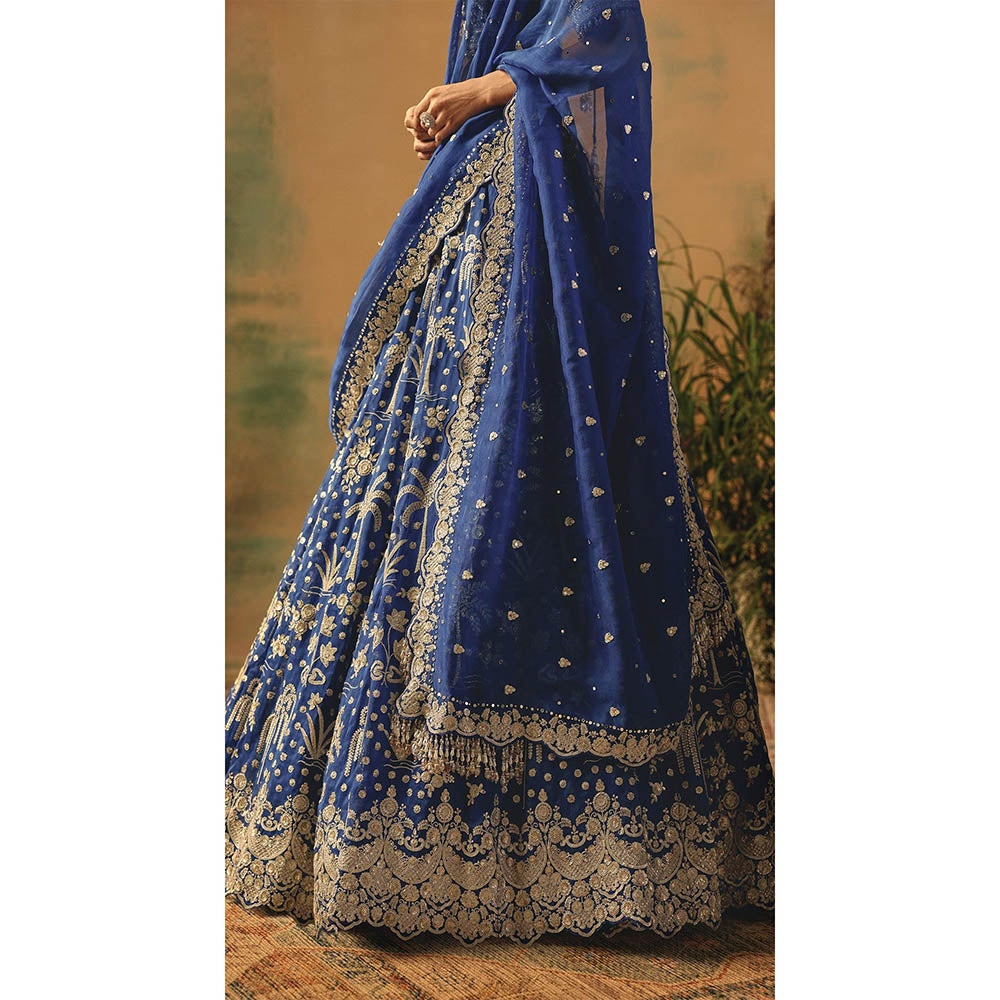 Basanti Kapde aur Koffee The Electric Peony Lehenga And Stitched Blouse With Dupatta