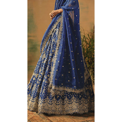 Basanti Kapde aur Koffee The Electric Peony Lehenga And Stitched Blouse With Dupatta