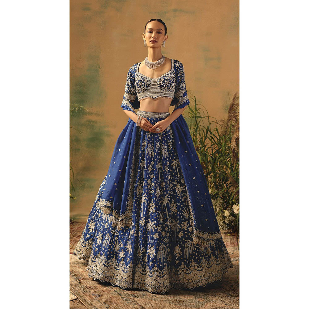 Basanti Kapde aur Koffee The Electric Peony Lehenga And Stitched Blouse With Dupatta