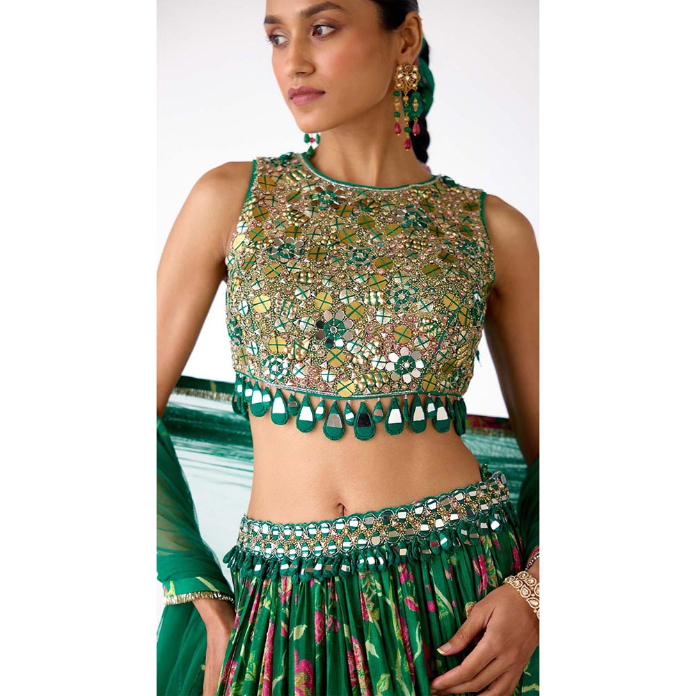 Basanti Kapde aur Koffee The Eternal Bloom Lehenga And Stitched Blouse With Dupatta
