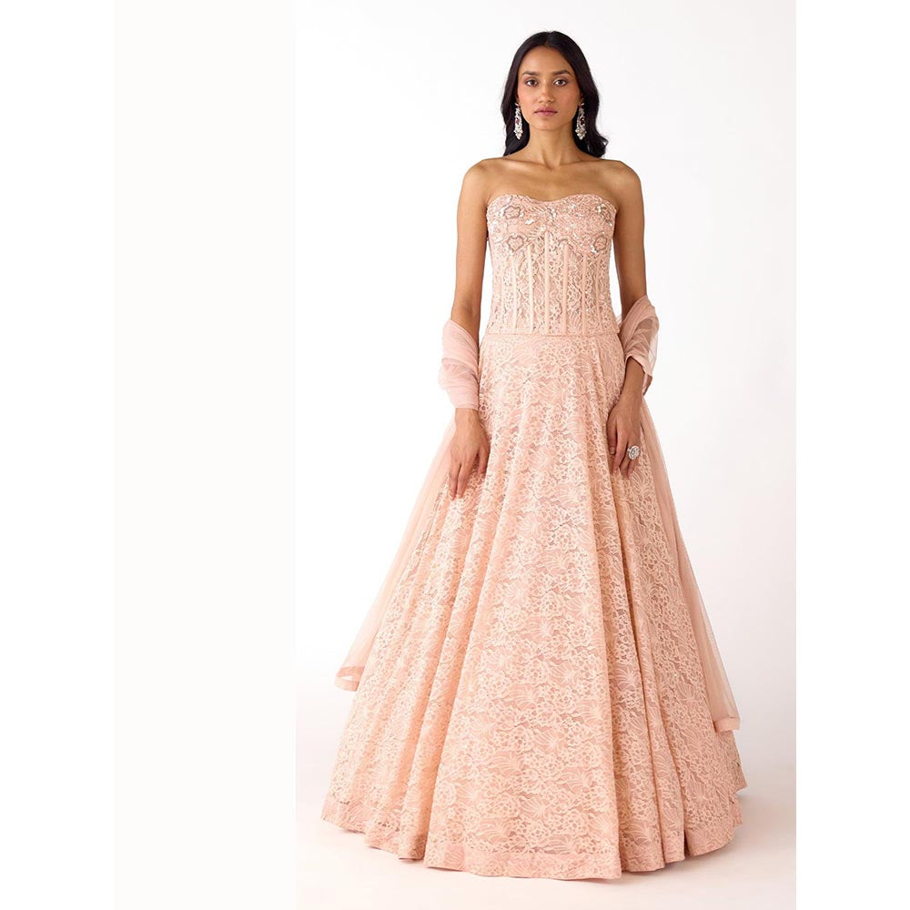 Basanti Kapde aur Koffee The Gentle Camillia Lehenga And Corset With Dupatta