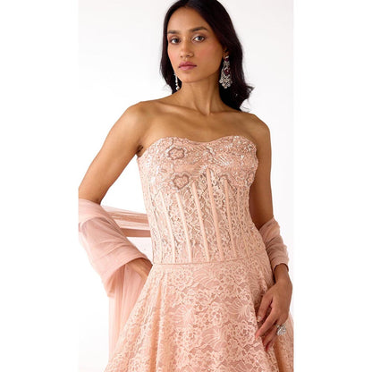 Basanti Kapde aur Koffee The Gentle Camillia Lehenga And Corset With Dupatta