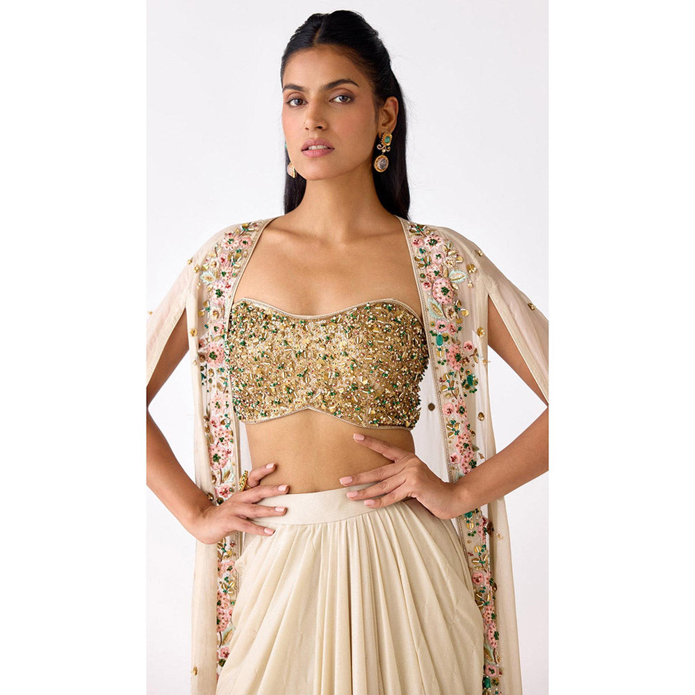 Basanti Kapde aur Koffee The Golden Mirage Drape Skirt And Blouse With Cape