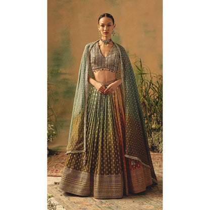 Basanti Kapde aur Koffee The Haldi Forest Lehenga And Stitched Blouse With Dupatta