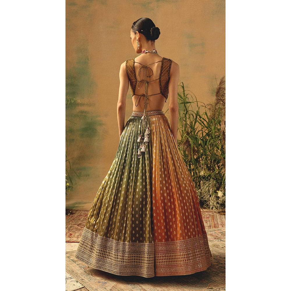 Basanti Kapde aur Koffee The Haldi Forest Lehenga And Stitched Blouse With Dupatta