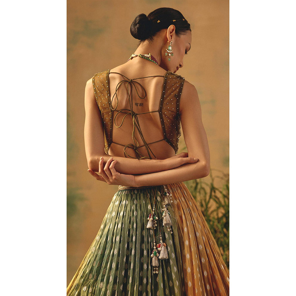 Basanti Kapde aur Koffee The Haldi Forest Lehenga And Stitched Blouse With Dupatta