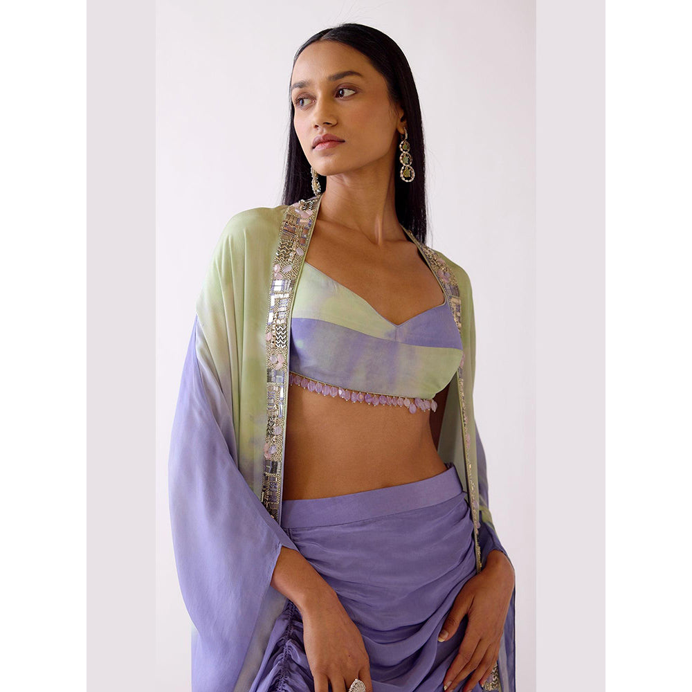 Basanti Kapde aur Koffee The Lilac Horizon Drape Skirt And Blouse With Cape