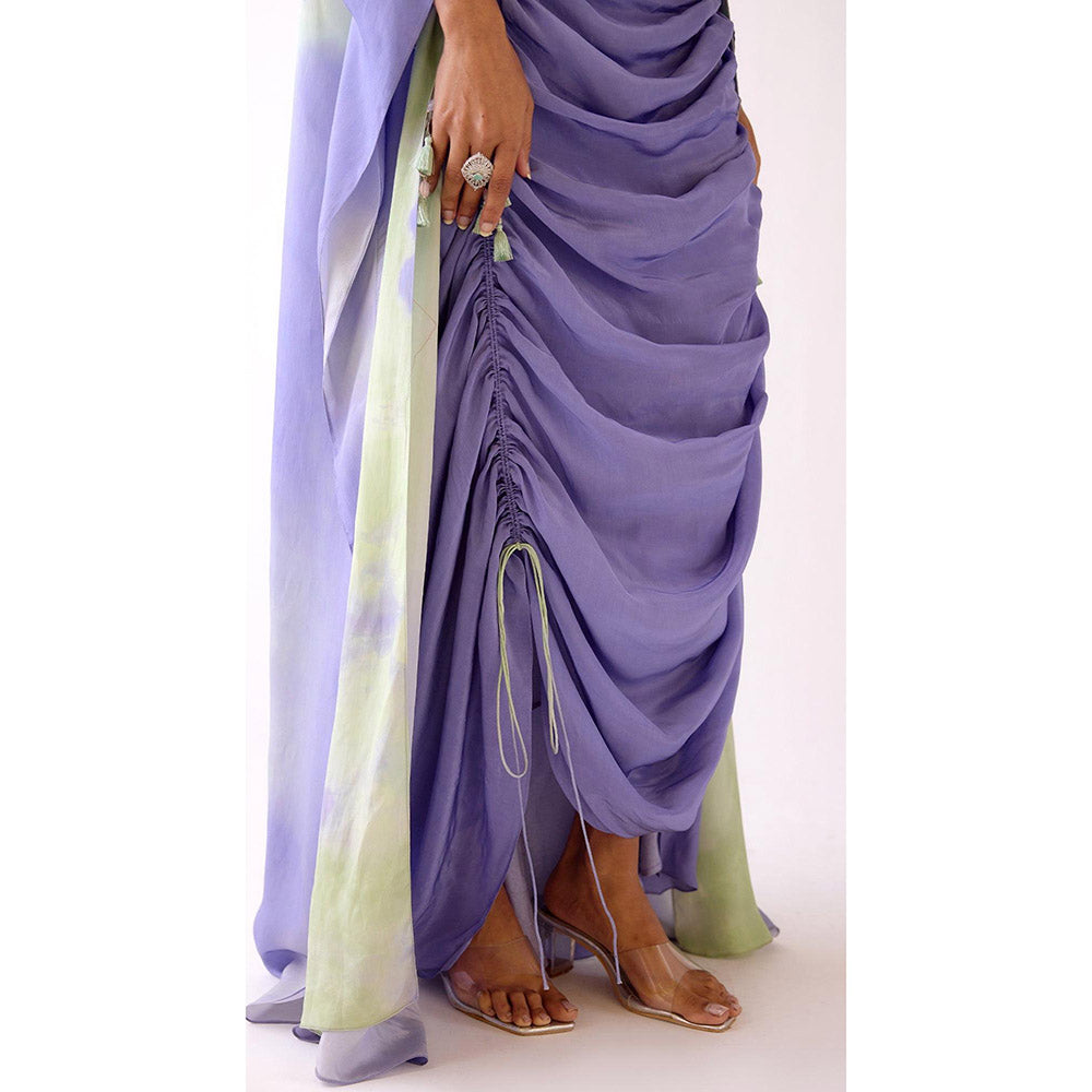 Basanti Kapde aur Koffee The Lilac Horizon Drape Skirt And Blouse With Cape