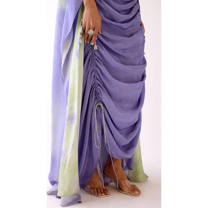 Basanti Kapde aur Koffee The Lilac Horizon Drape Skirt And Blouse With Cape
