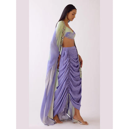 Basanti Kapde aur Koffee The Lilac Horizon Drape Skirt And Blouse With Cape
