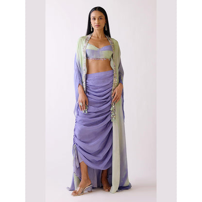 Basanti Kapde aur Koffee The Lilac Horizon Drape Skirt And Blouse With Cape