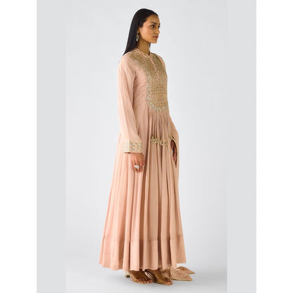 Basanti Kapde aur Koffee Blush Pink Chiffon Embroidered Anarkali and Dupatta