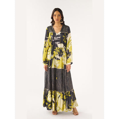Basanti Kapde aur Koffee Lime Tissue Abstract Dress