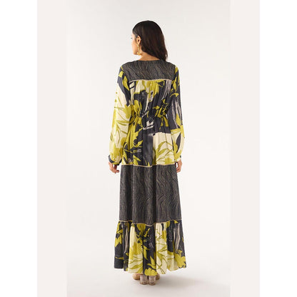 Basanti Kapde aur Koffee Lime Tissue Abstract Dress