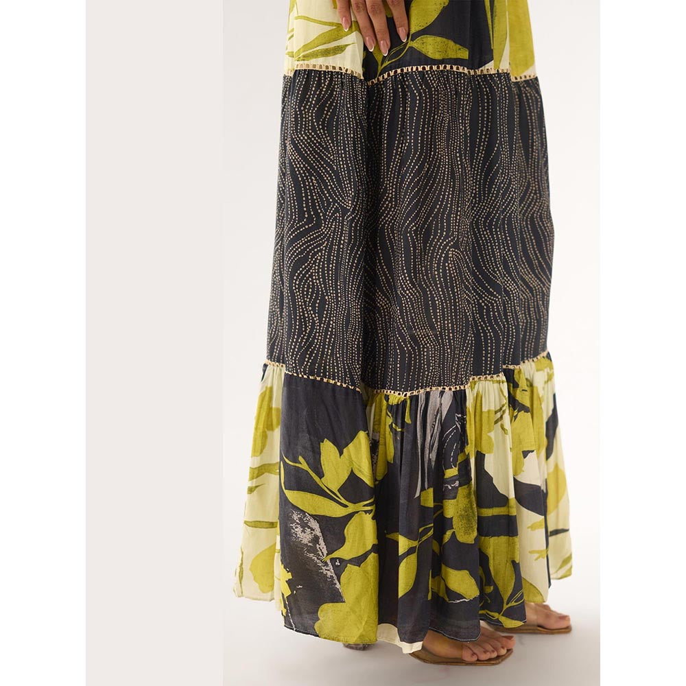 Basanti Kapde aur Koffee Lime Tissue Abstract Dress