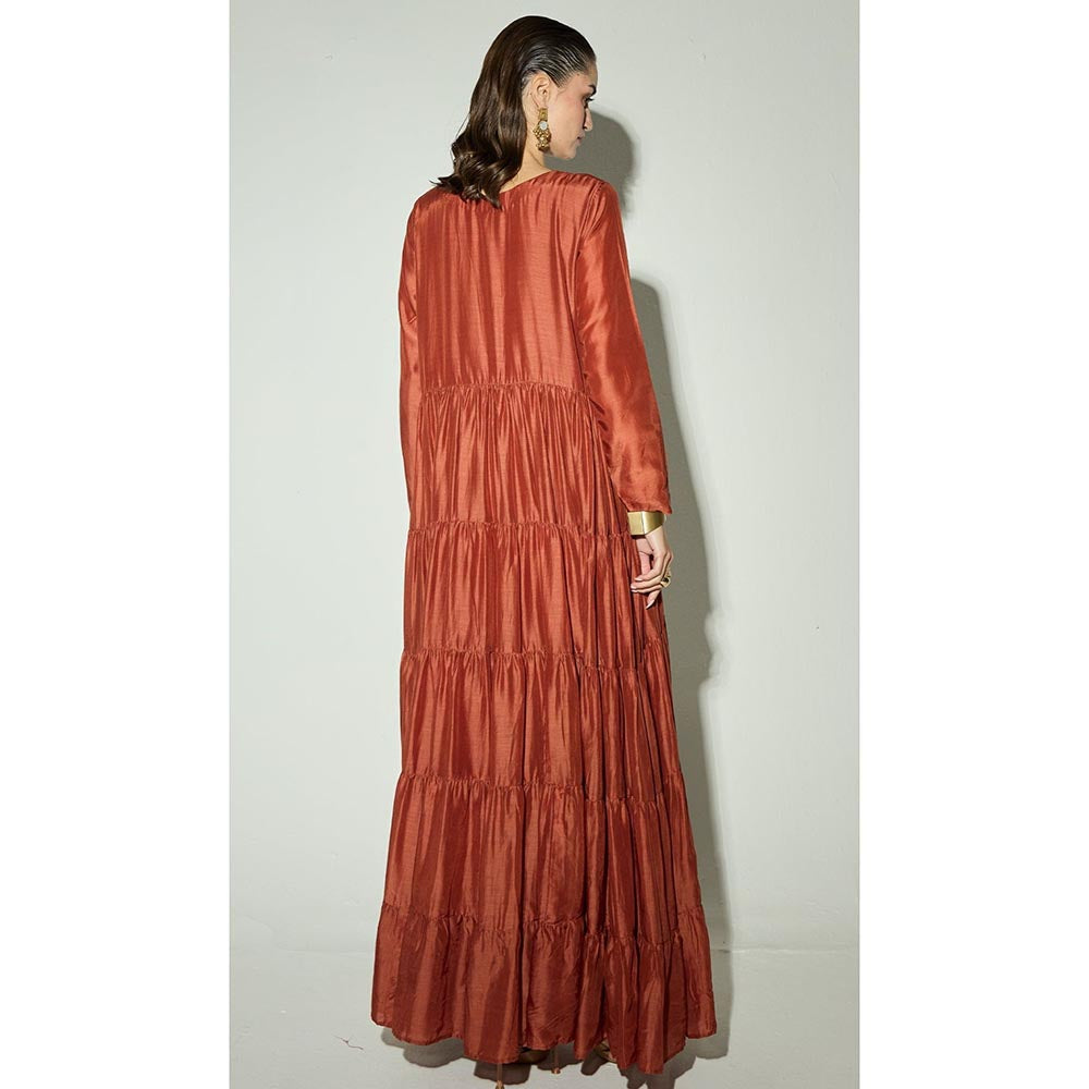Basanti Kapde aur Koffee The Rust Bloom Anarkali and Dupatta