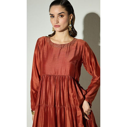 Basanti Kapde aur Koffee The Rust Bloom Anarkali and Dupatta