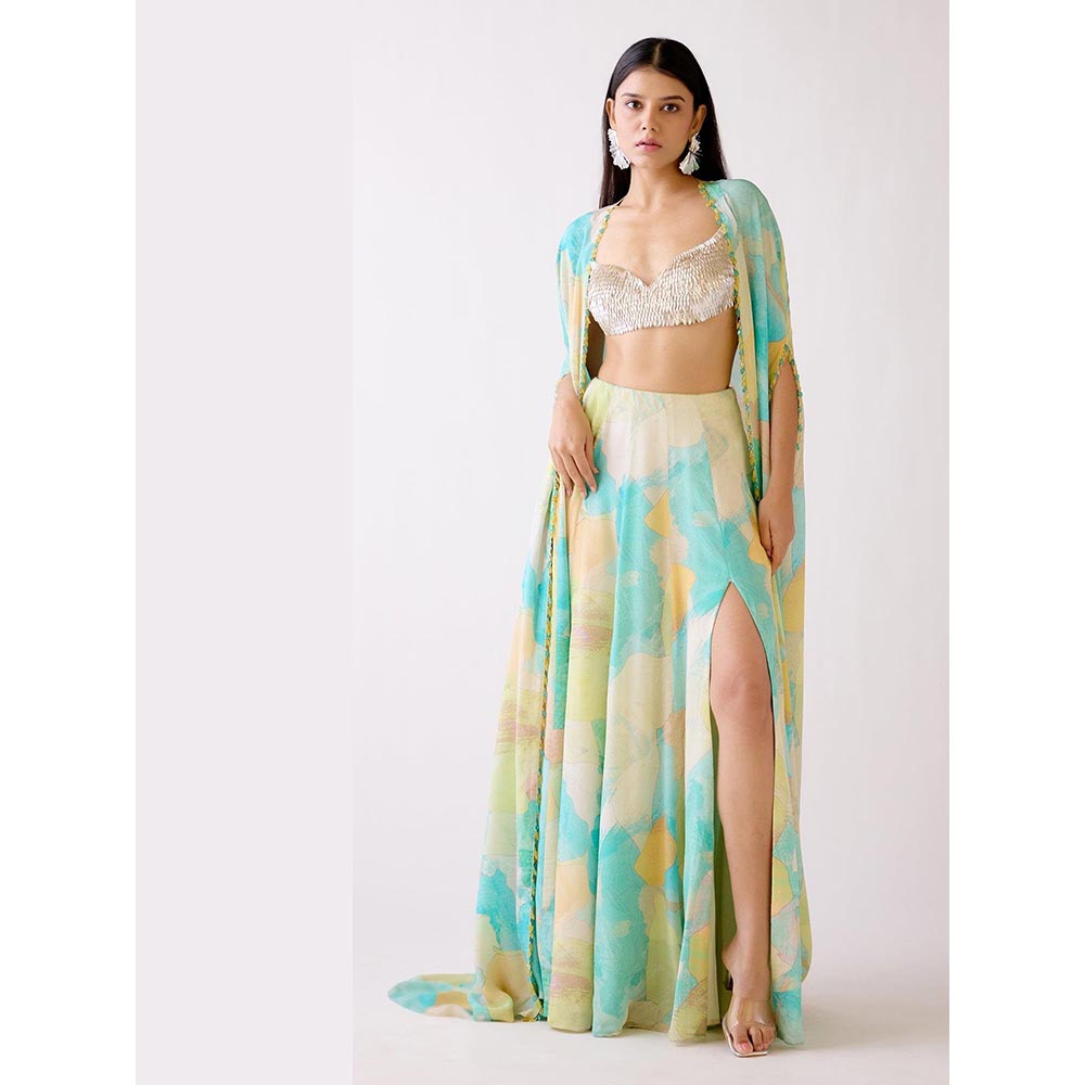 Basanti Kapde aur Koffee The Abstract Shoreline Aqua Co-Ord Set