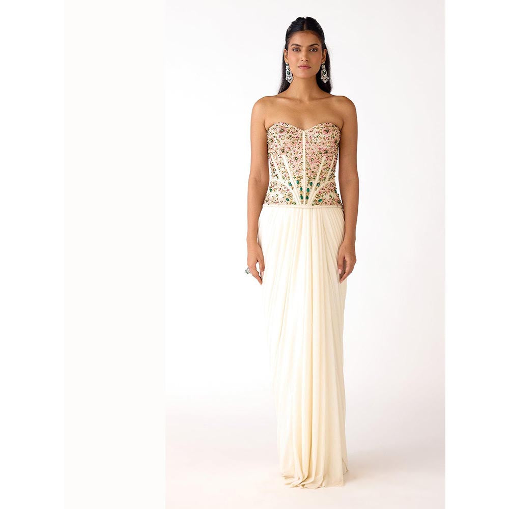 Basanti Kapde aur Koffee The Ivory Mosaic Corset & Draped Skirt Set
