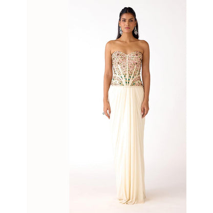 Basanti Kapde aur Koffee The Ivory Mosaic Corset & Draped Skirt Set