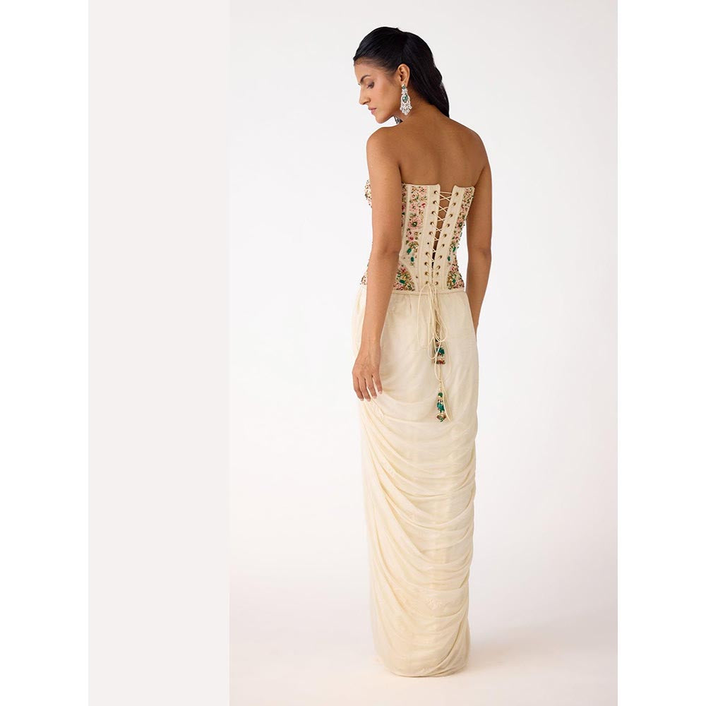 Basanti Kapde aur Koffee The Ivory Mosaic Corset & Draped Skirt Set