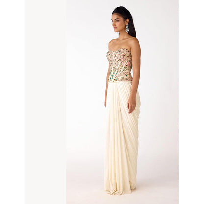 Basanti Kapde aur Koffee The Ivory Mosaic Corset & Draped Skirt Set