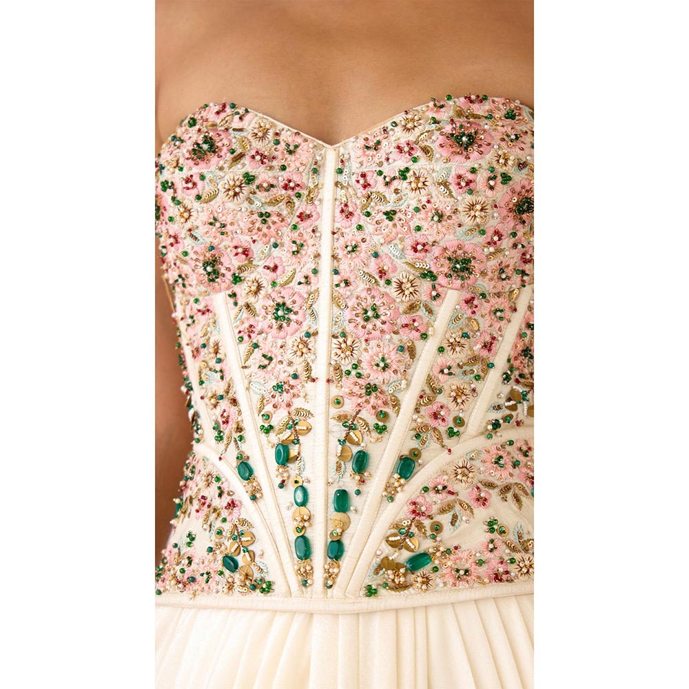Basanti Kapde aur Koffee The Ivory Mosaic Corset & Draped Skirt Set