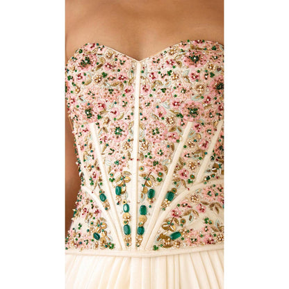 Basanti Kapde aur Koffee The Ivory Mosaic Corset & Draped Skirt Set
