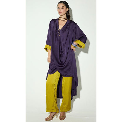 Basanti Kapde aur Koffee The Vivid Lime-Violet Embroidered Co-Ord Set