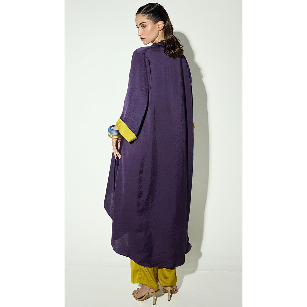 Basanti Kapde aur Koffee The Vivid Lime-Violet Embroidered Co-Ord Set