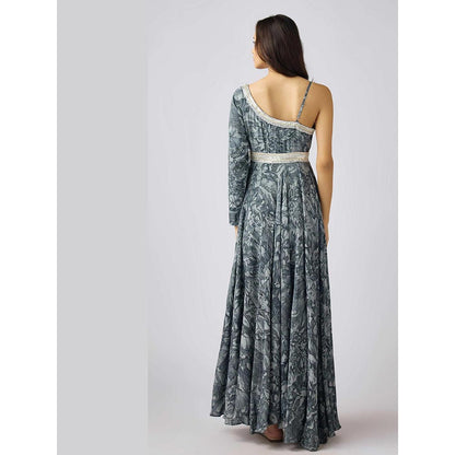 Basanti Kapde aur Koffee Grey Crepe Sequined A Line Dress