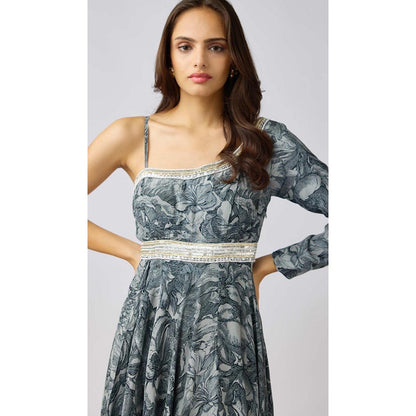 Basanti Kapde aur Koffee Grey Crepe Sequined A Line Dress