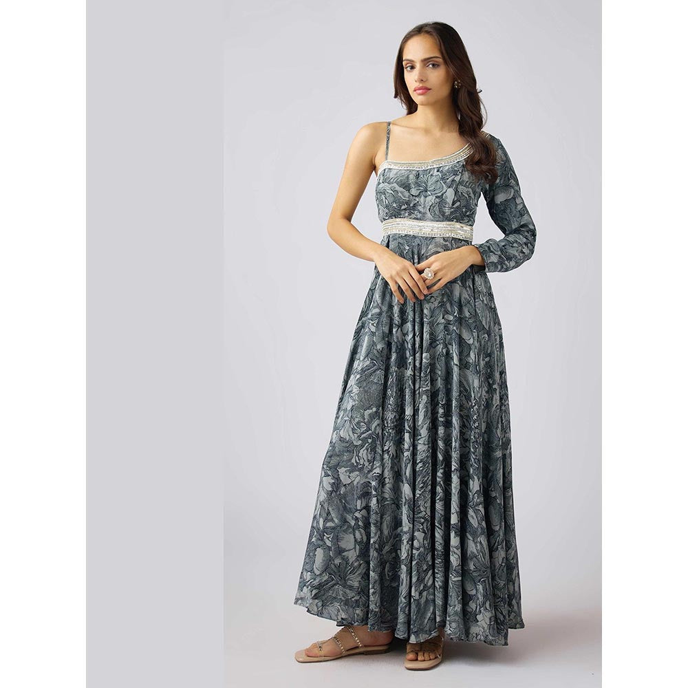 Basanti Kapde aur Koffee Grey Crepe Sequined A Line Dress