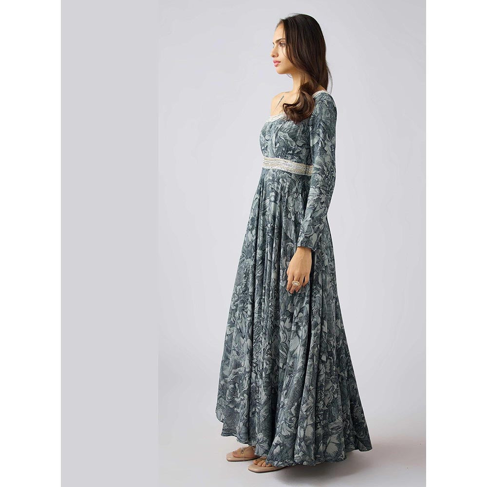 Basanti Kapde aur Koffee Grey Crepe Sequined A Line Dress