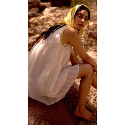 Basanti Kapde aur Koffee Ivory Drift Organza A Line Dress