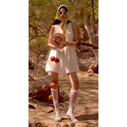 Basanti Kapde aur Koffee Ivory Drift Organza A Line Dress