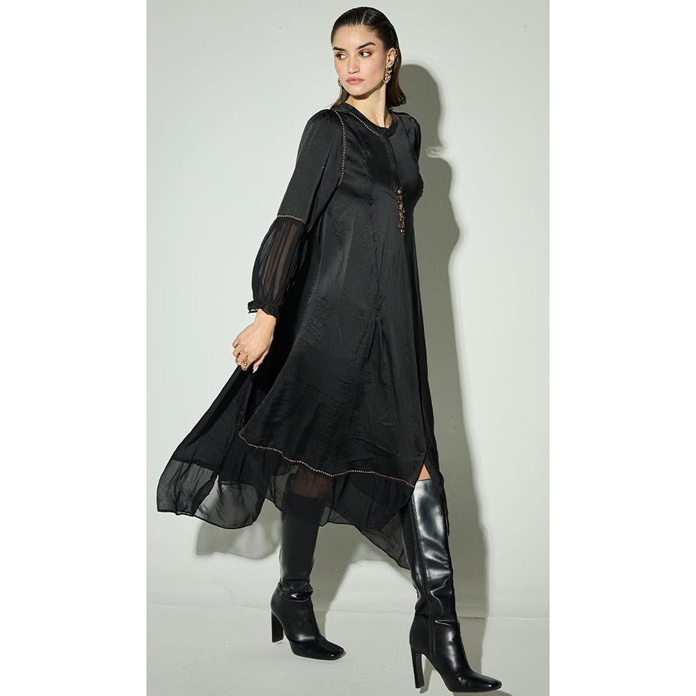 Basanti Kapde aur Koffee The Deep Eclipse Satin A Line Dress