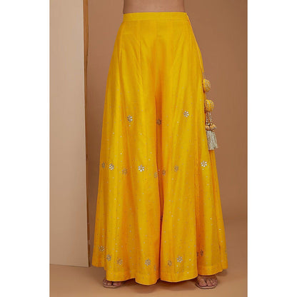 Bbaawri Yellow Color Dupion Silk Hand Embroidered Top with Sharara & Dupatta (Set of 3)