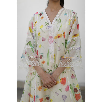 Begum Pret Azra Ivory Kurta (Set of 3)