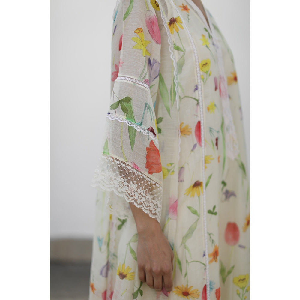 Begum Pret Azra Ivory Kurta (Set of 3)