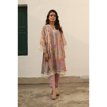 Begum Pret Azra Rose Kurta (Set of 3)