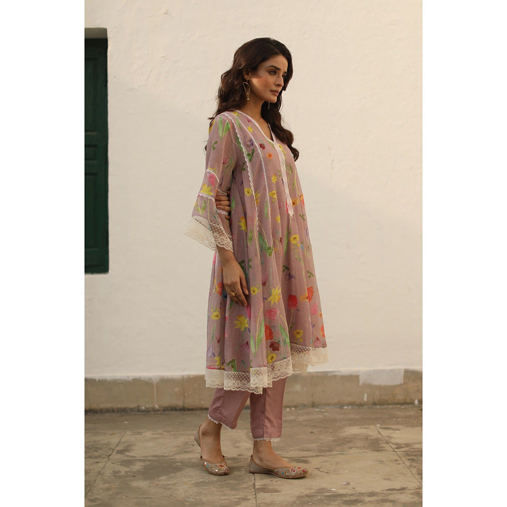 Begum Pret Azra Rose Kurta (Set of 3)