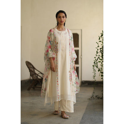 Begum Pret Shikaara Ivory Kurta (Set of 4)