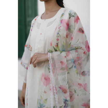 Begum Pret Shikaara Ivory Kurta (Set of 4)