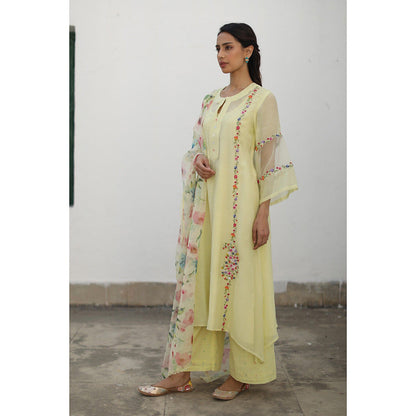 Begum Pret Shikara Lemon Kurta (Set of 4)