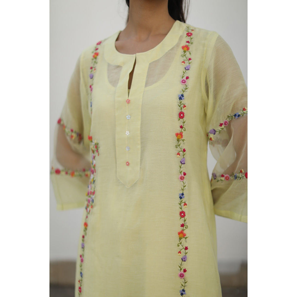 Begum Pret Shikara Lemon Kurta (Set of 4)