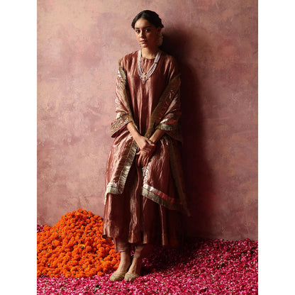 Begum Pret Zaahra Rose Gold Kurta (Set of 3)